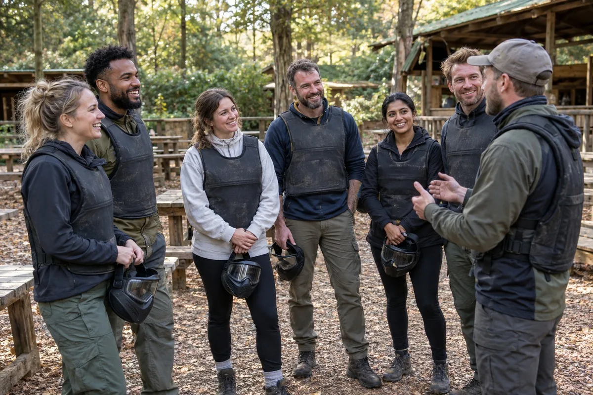 Paintball players and group activities